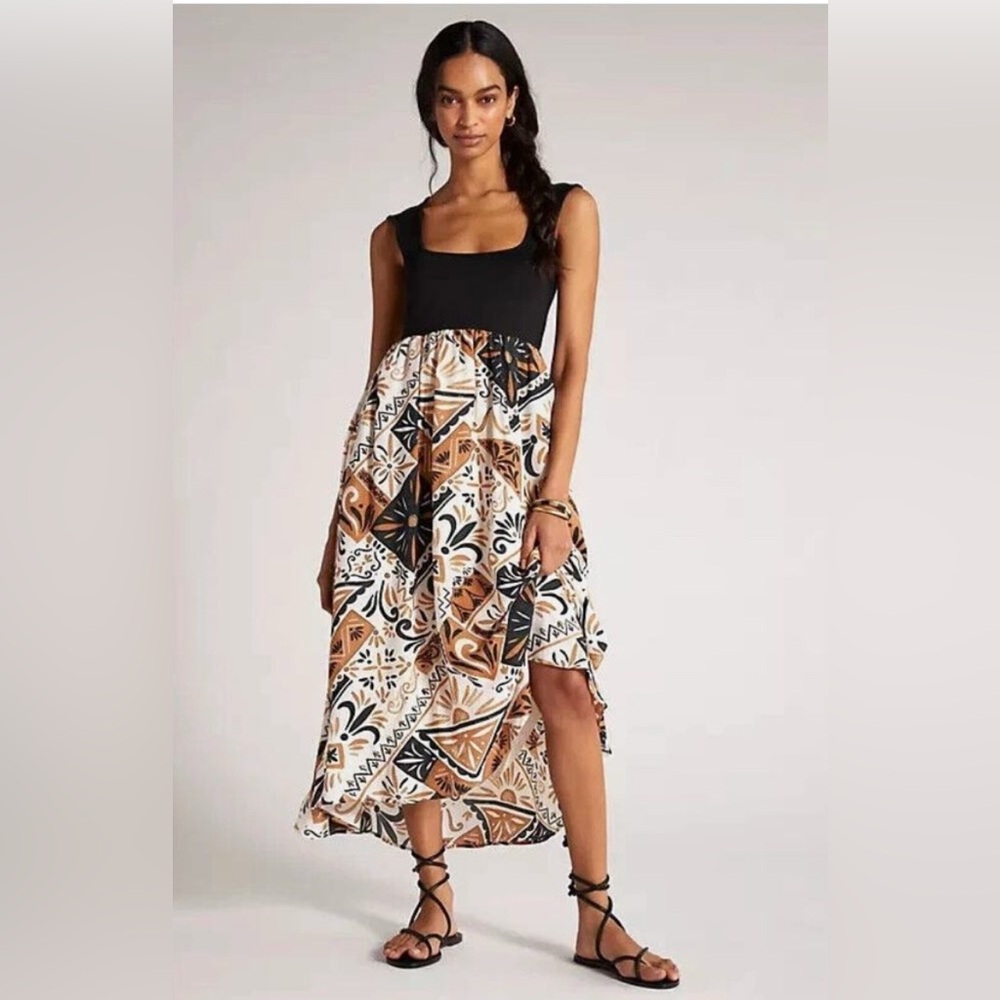 Anthropologie Maxi Dress Womens MEDIUM Twofer Tank Bohemian Summer Festival